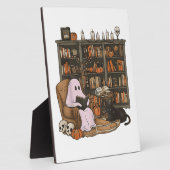 Ghost Reading Book Cat Liebhaber Halloween Fotoplatte (Seite)
