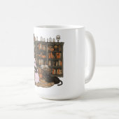 Ghost Reading Book Cat Liebhaber Halloween Kaffeetasse (VorderseiteRechts)
