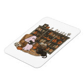 Ghost Reading Book Cat Liebhaber Halloween Magnet (Linke Seite)