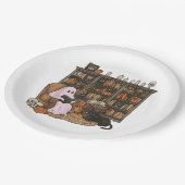 Ghost Reading Book Cat Liebhaber Halloween Pappteller (Schrägansicht)