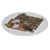 Ghost Reading Book Cat Liebhaber Halloween Schneidebrett (Ecke)