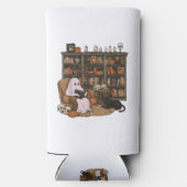 Ghost Reading Book Cat Liebhaber Halloween Selters Dosenkühler (Rückseite)