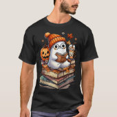 Ghost Reading Book Lovers Autumn Fall Halloween T-Shirt (Vorderseite)