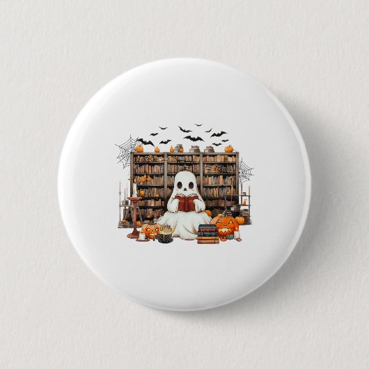 Ghost Reading Books Booker Halloween-Kosten für Le Button (Vorderseite)