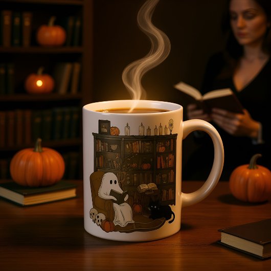 Ghost Reading Books Halloween Teacher Geschenk | B Tasse