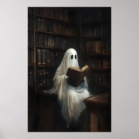 Ghost Reading Books In Library Print, Digital Poster (Vorne)