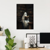Ghost Reading Books In Library Print, Digital Poster (Heimbüro)