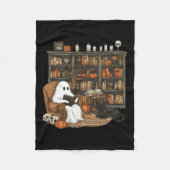 Ghost Reading Books Librarian Teacher Halloween Fleecedecke (Vorderseite)