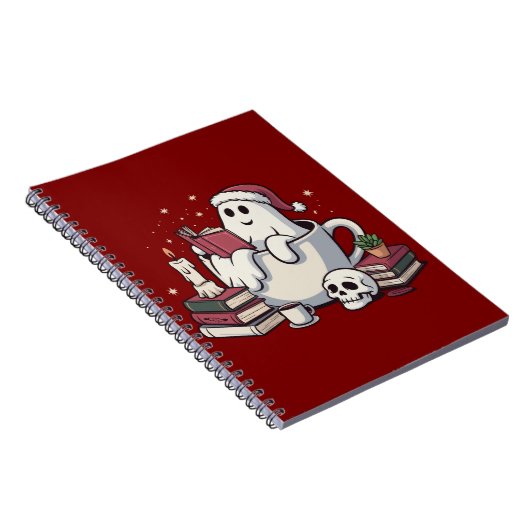 Ghost Reading Books Weihnachtslehrer Bookworm Notizblock (Rechte Seite)
