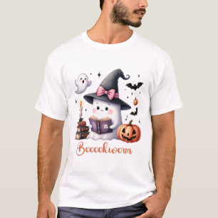Ghost Reading Buch Coquette Bow Halloween Mädchen  T-Shirt