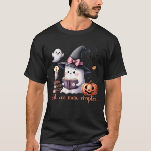 Ghost Reading Buch Coquette Bow Halloween Mädchen T-Shirt (Vorderseite)