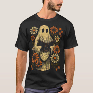 Ghost Reading Buch Halloween Blumenbibliothek Spoo T-Shirt
