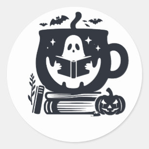 Ghost Reading Cosy Halloween Sticker