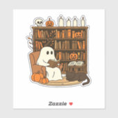 Ghost Reading in Cosy Halloween Library Classic T- Aufkleber (Blatt)