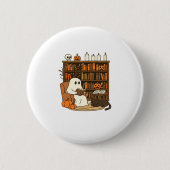 Ghost Reading in Cosy Halloween Library Classic T- Button (Vorderseite)