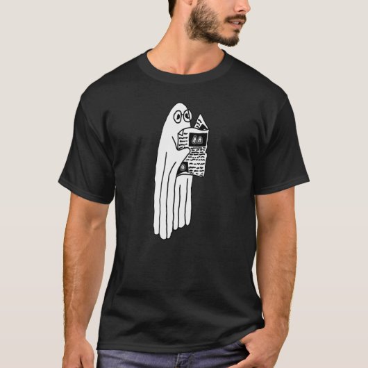 Ghost Reading Newspaper T-Shirt (Vorderseite)