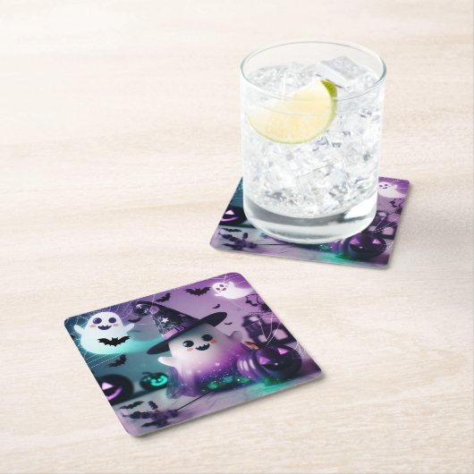 Ghost Rechteckiger Pappuntersetzer (Vor Ort)