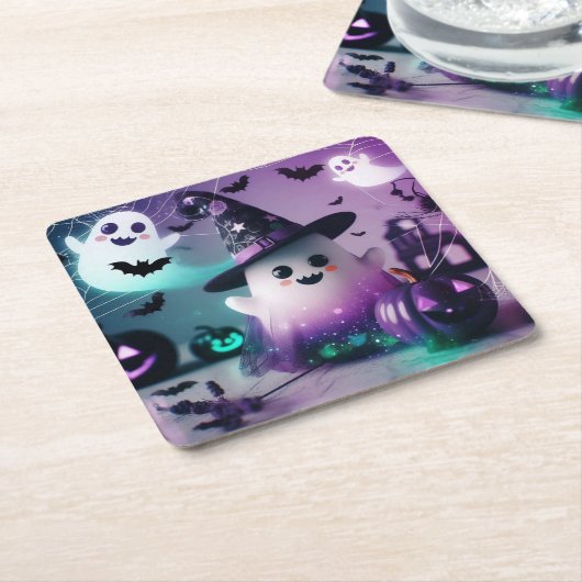 Ghost Rechteckiger Pappuntersetzer (angewinkelt)