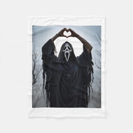 Ghost Red Heart Hands Y Face Halloween Valentines Fleecedecke (Vorderseite)