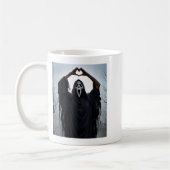 Ghost Red Heart Hands Y Face Halloween Valentines  Kaffeetasse (Links)