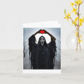 Ghost Red Heart Hands Y Face Halloween Valentines  Karte (Gelbe Blume)