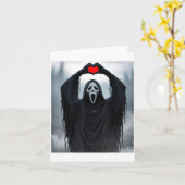 Ghost Red Heart Hands Y Face Halloween Valentines  Karte (Gelbe Blume)