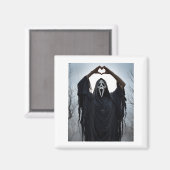 Ghost Red Heart Hands Y Face Halloween Valentines Magnet (Vorderseite/Rückseite)