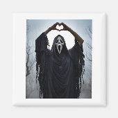 Ghost Red Heart Hands Y Face Halloween Valentines  Magnet (Vorne)