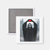 Ghost Red Heart Hands Y Face Halloween Valentines Magnet (Vorderseite/Rückseite)