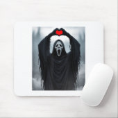 Ghost Red Heart Hands Y Face Halloween Valentines  Mousepad (Mit Mouse)