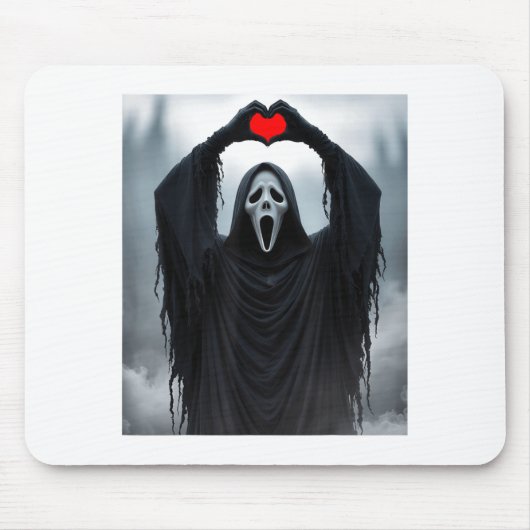 Ghost Red Heart Hands Y Face Halloween Valentines  Mousepad (Vorne)