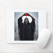 Ghost Red Heart Hands Y Face Halloween Valentines  Mousepad (Mit Mouse)