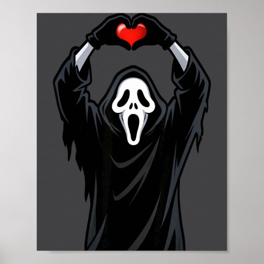 Ghost Red Heart Hands Y Face Halloween Valentines  Poster (Vorne)
