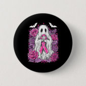 Ghost Ribbon Breast Cancer Awareness Halloween Flo Button (Vorderseite)