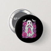 Ghost Ribbon Breast Cancer Awareness Halloween Flo Button (Vorne & Hinten)