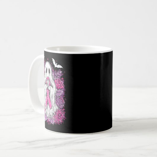 Ghost Ribbon Breast Cancer Awareness Halloween Flo Kaffeetasse (Vorderseite Links)