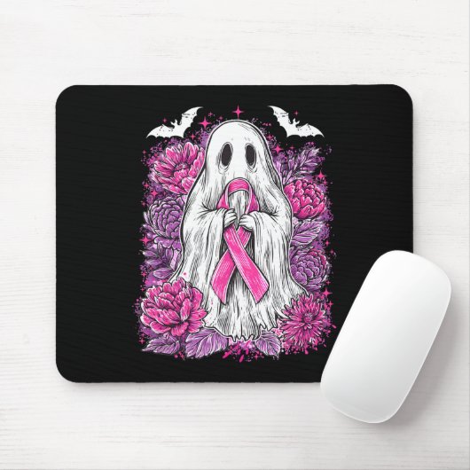 Ghost Ribbon Breast Cancer Awareness Halloween Flo Mousepad (Mit Mouse)
