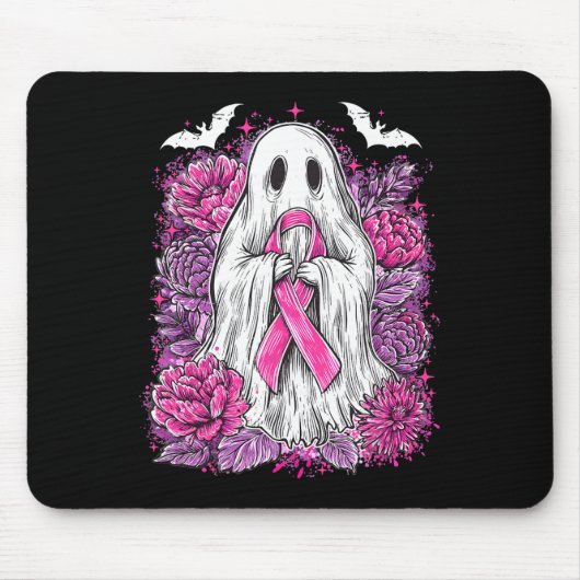 Ghost Ribbon Breast Cancer Awareness Halloween Flo Mousepad (Vorne)