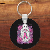 Ghost Ribbon Breast Cancer Awareness Halloween Flo Schlüsselanhänger (Vorderseite)