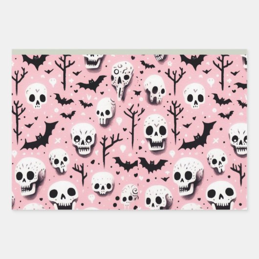 Ghost rosa Helloween Wrapping Paper Sheets Geschenkpapier Set (Vorderseite 3)