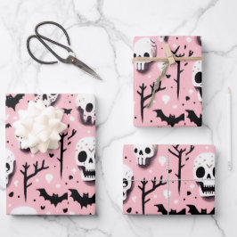 Ghost rosa Helloween Wrapping Paper Sheets Geschenkpapier Set