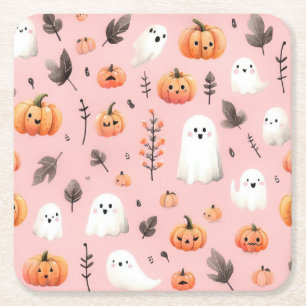 Ghost rosa Helloween Wrapping Paper Sheets Rechteckiger Pappuntersetzer