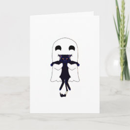 Ghost + Scraggy Black Cat Whimsical Card Karte