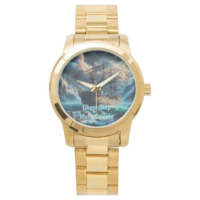 Ghost Ship Mary Celeste Haunting Maritime Mystery Armbanduhr (Vorderseite)