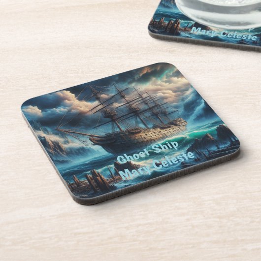 Ghost Ship Mary Celeste Haunting Maritime Mystery Getränkeuntersetzer (Linke Seite)