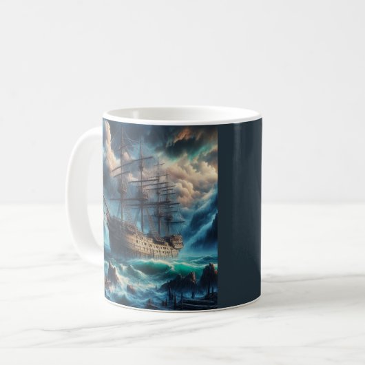 Ghost Ship Mary Celeste Haunting Maritime Mystery Kaffeetasse (Vorderseite Links)