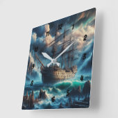 Ghost Ship Mary Celeste Haunting Maritime Mystery Quadratische Wanduhr (Winkel)