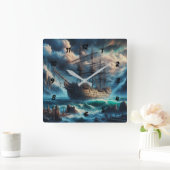 Ghost Ship Mary Celeste Haunting Maritime Mystery Quadratische Wanduhr (Zuhause)