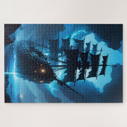 ghost ship, pirate ship, fog, sailboat puzzle (Horizontal)