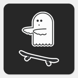 Ghost Skate Boo Quadratischer Aufkleber